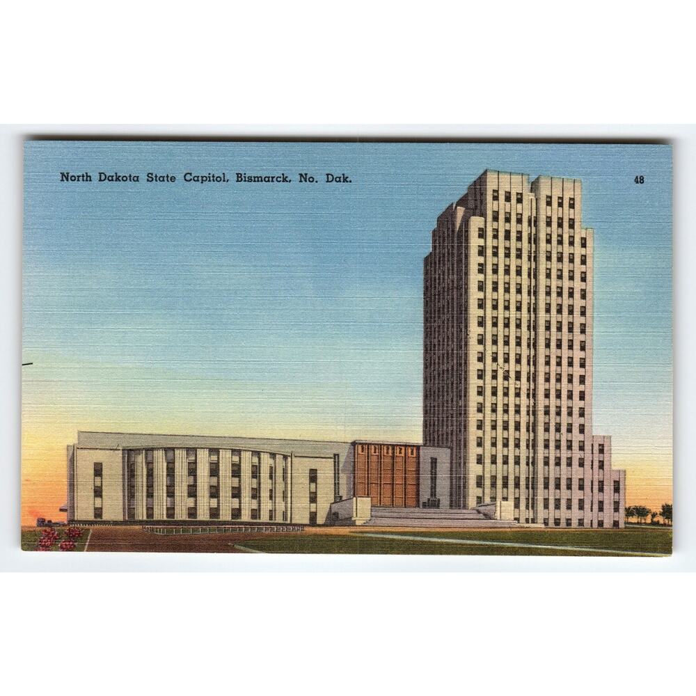 Vintage North Dakota State Capitol Bismarck Linen Postcard